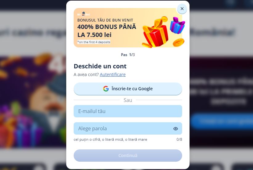 Deschide un cont nou și obține bonus de bun venit
